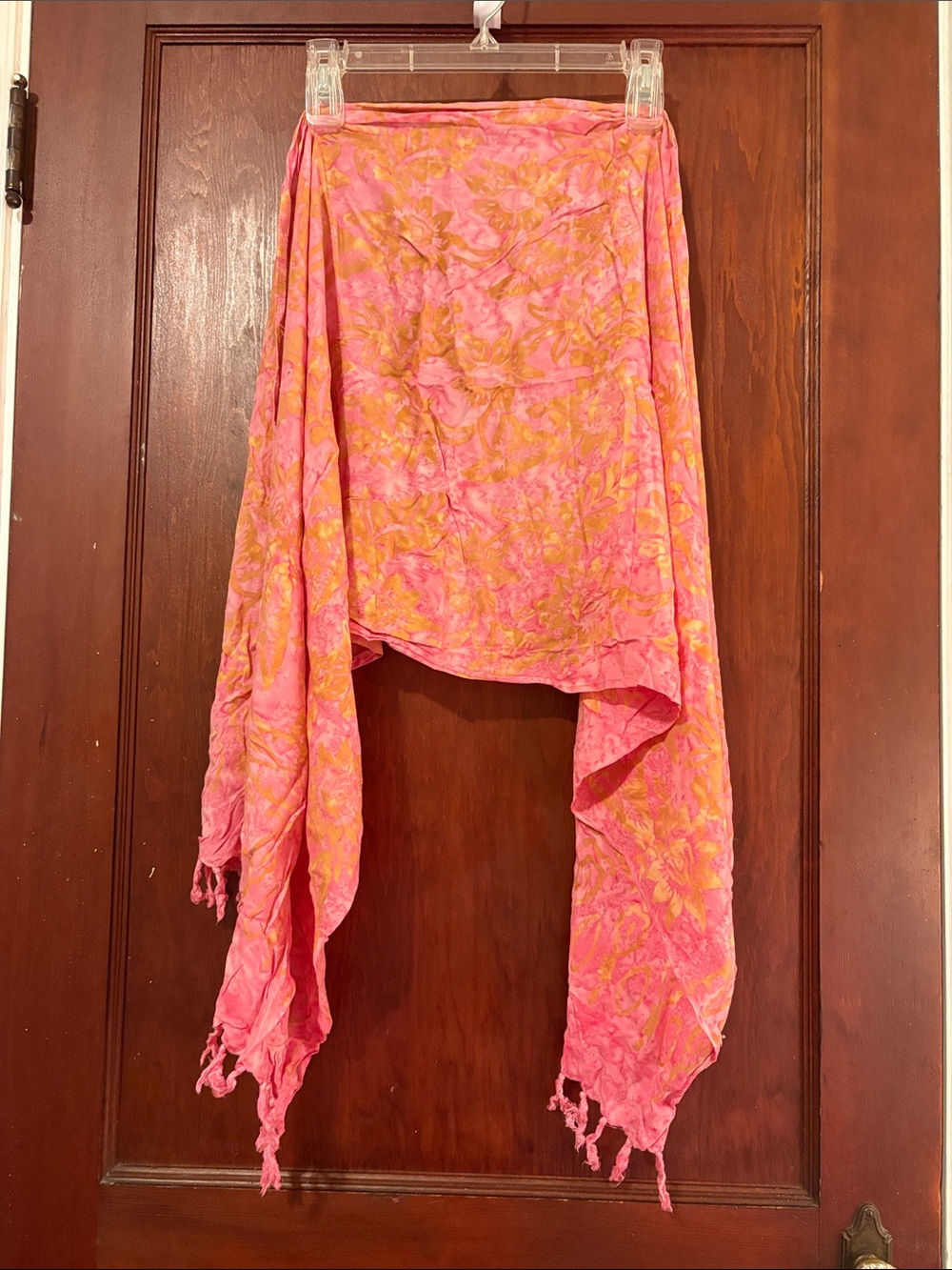 Pink & Gold Floral Sarong or Lightweight Summer Wrap